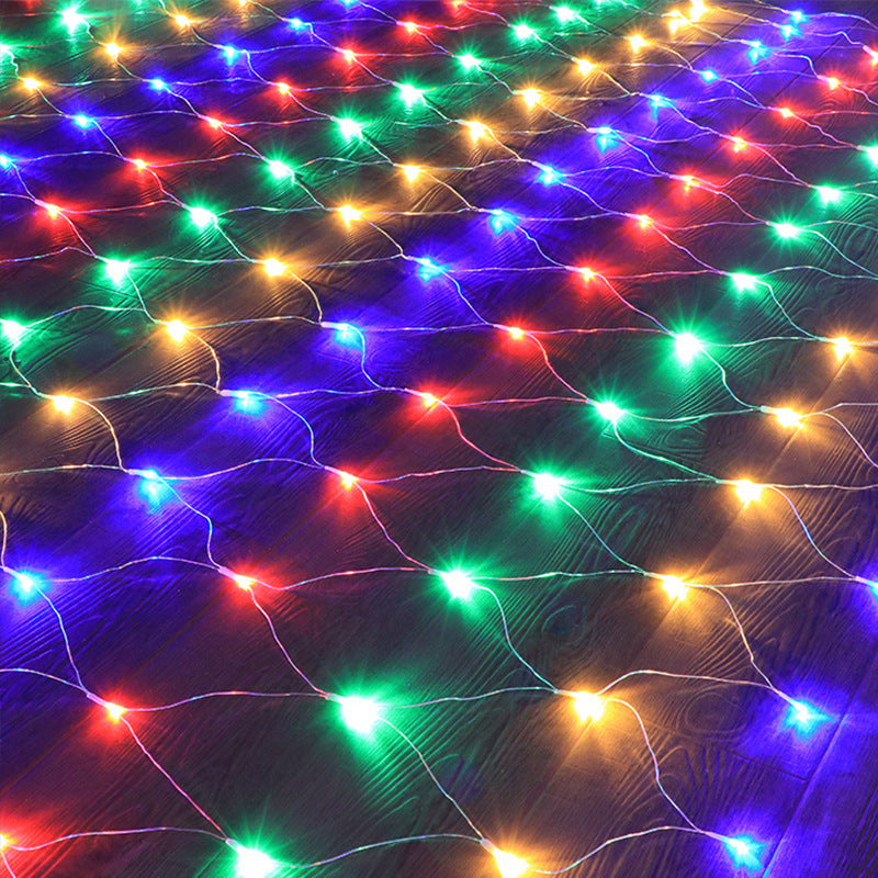 Solar Grid Lamp Curtain Light LED Fairy String Net Mesh Christmas Party Wedding