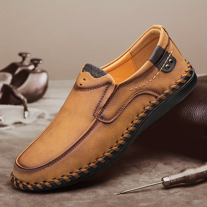 CLOHOO Men's Stitch Loafers Non Slip Casual Shoes
