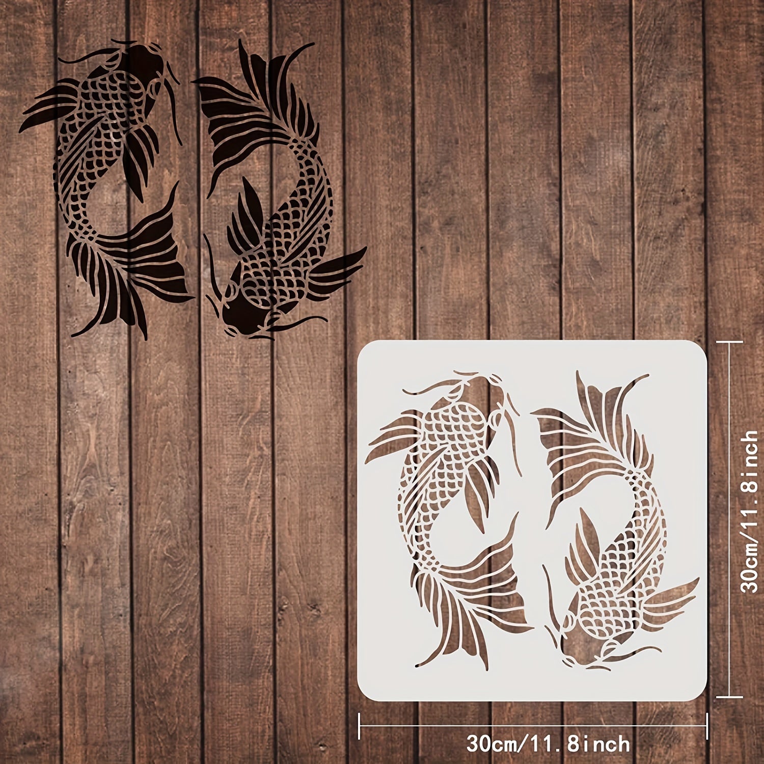 Koi Fish Stencil Template 29.97x29 Plastic - Painting Stencils For Wood Floo