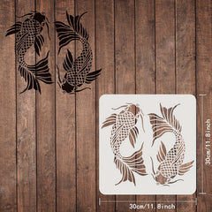 Koi Fish Stencil Template 29.97x29 Plastic - Painting Stencils For Wood Floo