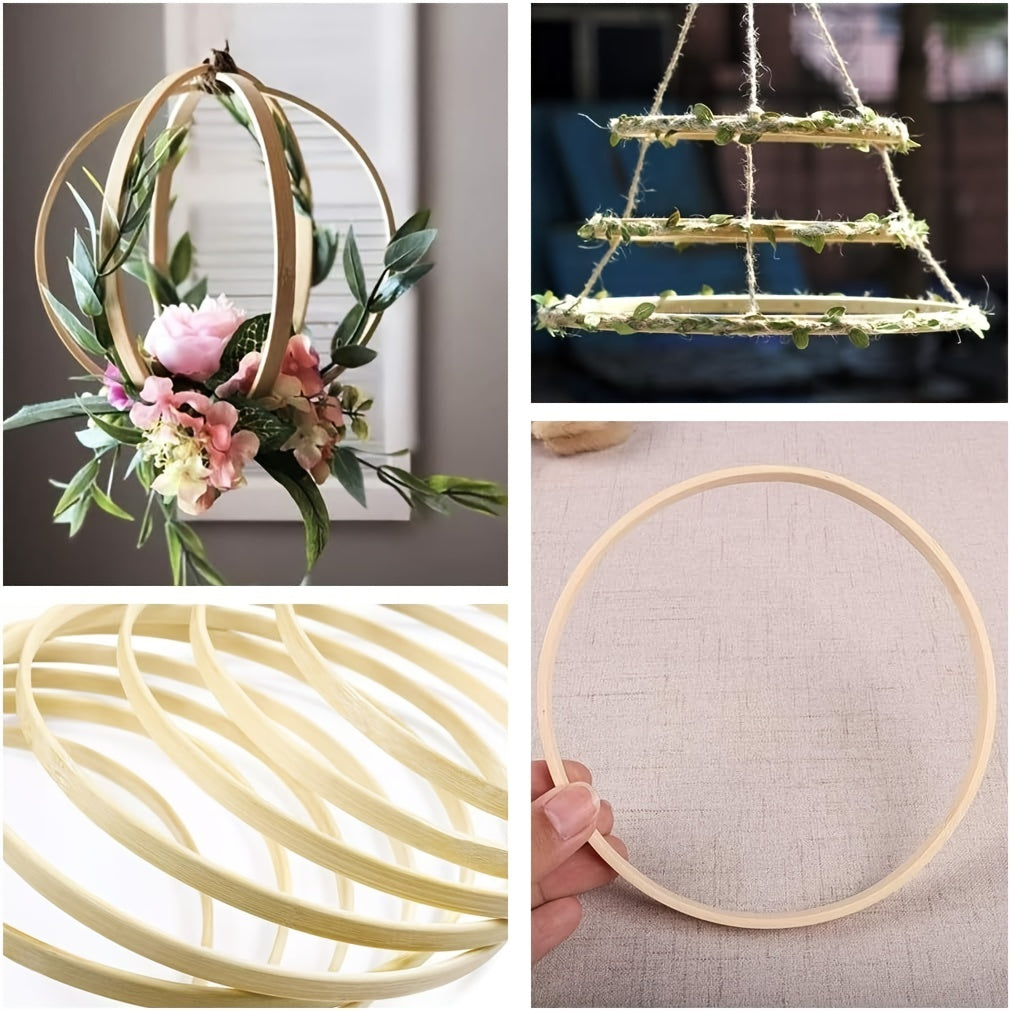 12pcs Wooden Bamboo Circle Dream Catcher Round Wooden Circle Decoration
