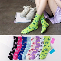4 Pairs Letter Print Socks Crew Sports Stocking