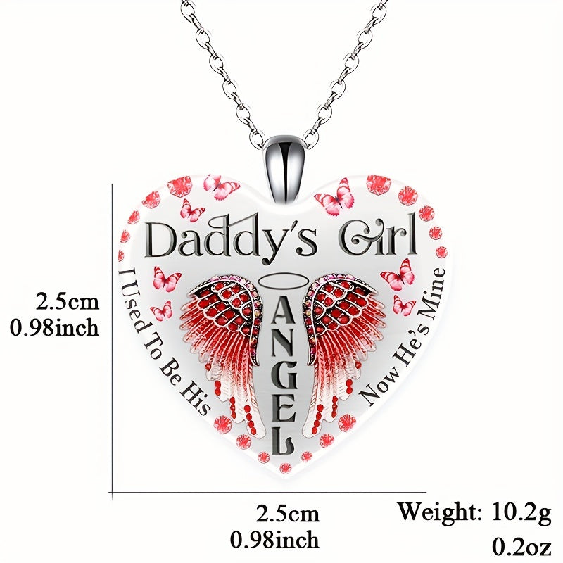 Red Angel Love Heart Crystal Pendant Necklace Women's Neck Jewelry