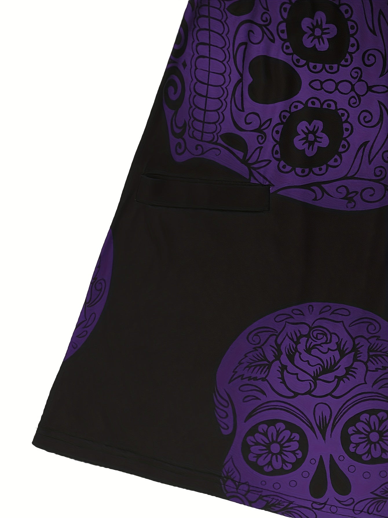  Gothic Skull Print Long Sleeve Dress