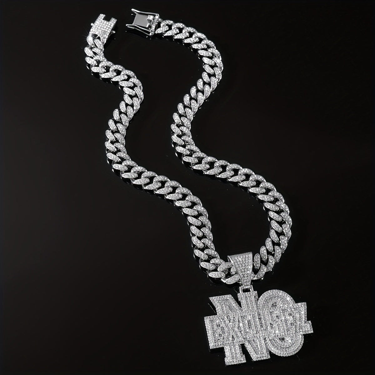 Hip hop Diamond Letter Pendant Necklace Men's Cuban Chain