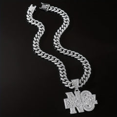 Hip hop Diamond Letter Pendant Necklace Men's Cuban Chain