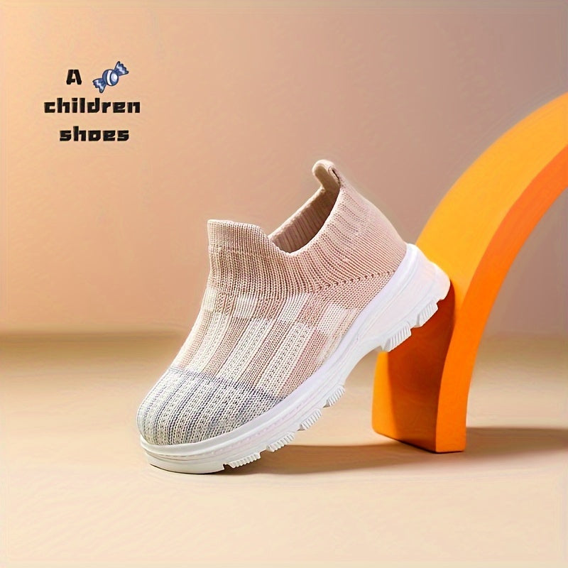 Boys Slip On Sock Shoes Breathable Woven Knit Sneakers Running Shoes
