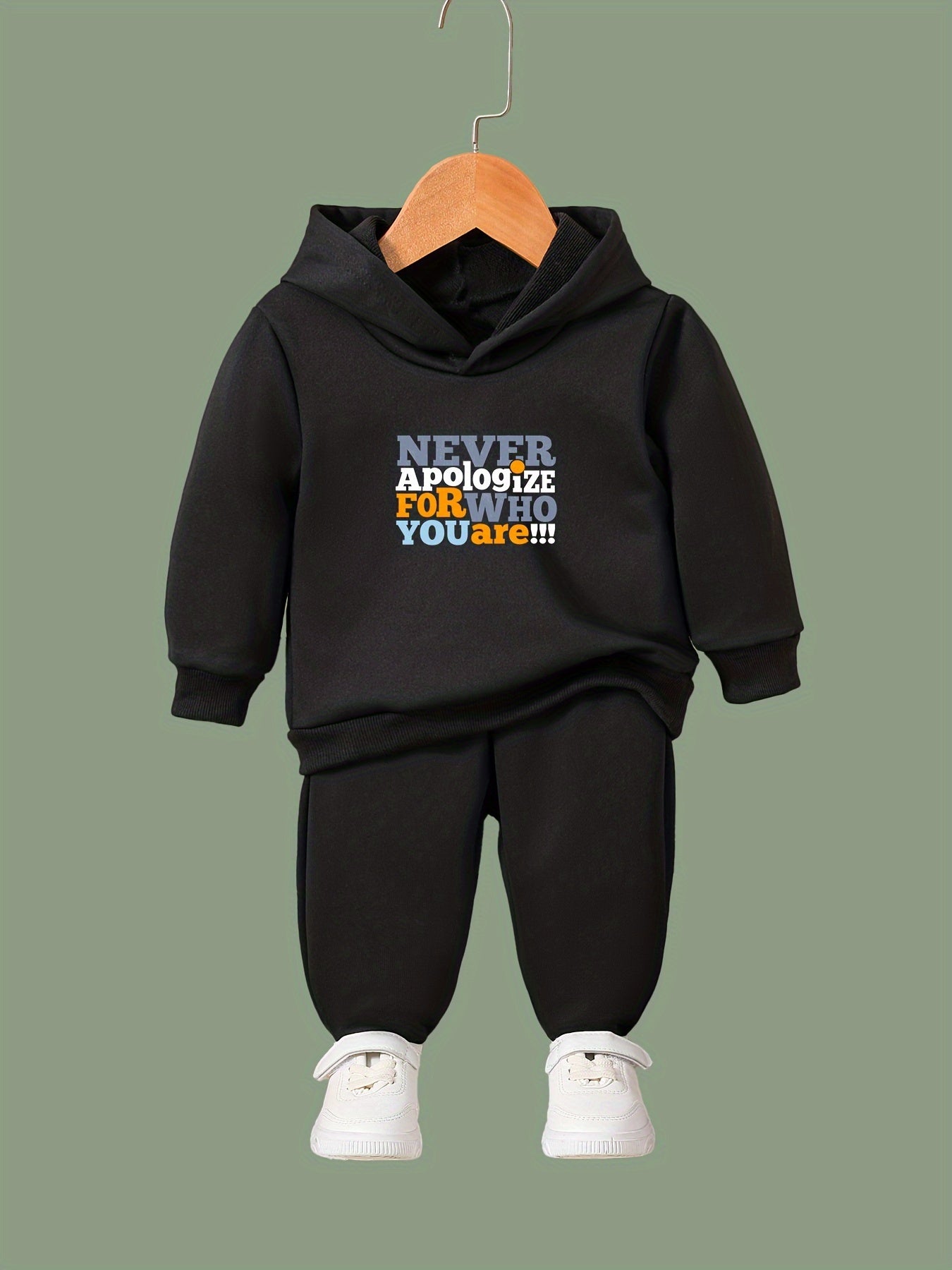 2pcs Letters Print Girls Hoodies Jogger Pants Set Sports