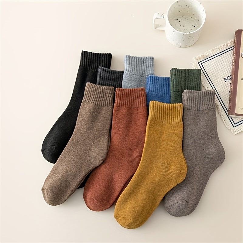 9 Pairs Mixed Ribbed Socks Comfy Warm Mid Tube Women's Stockings