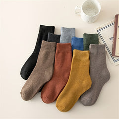 9 Pairs Mixed Ribbed Socks Comfy Warm Mid Tube Women's Stockings