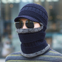 Men's Winter Cycling Windproof Woolen Hat Velvet Warm Pullover Hat