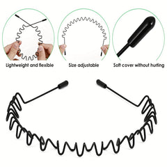 5pcs Metal Wavy Hair Head Band Spring Sports Hair Band Headwear Hair Hoop