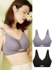 2pcs Cut Out Wireless Bras Comfy & Breathable Push Up Bra Women's Lingerie
