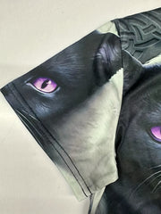 Kids & Cat Pattern T-Shirt Round Neck Short Sleeve Tee