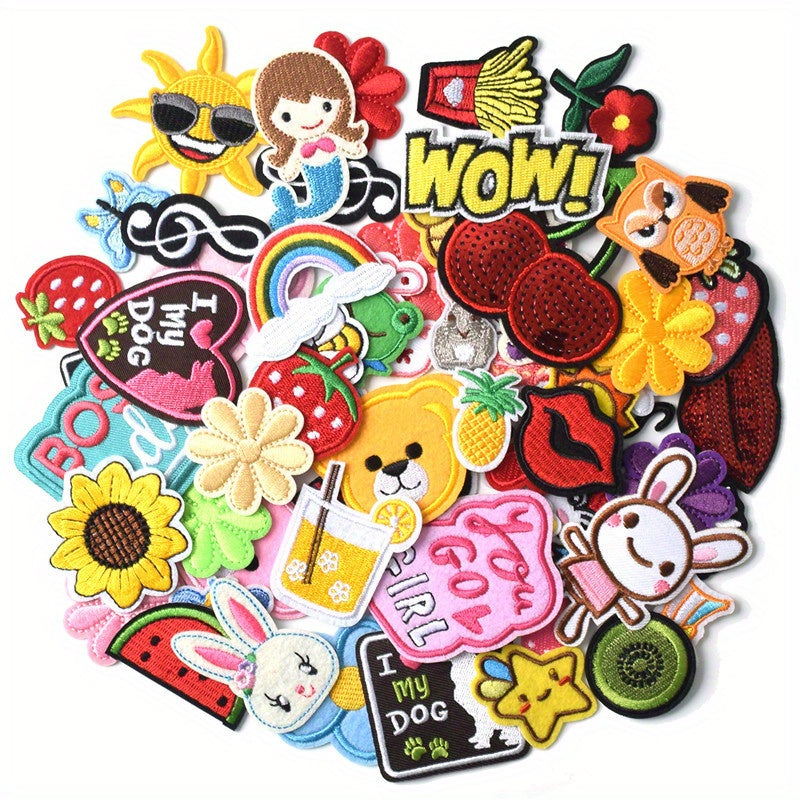 70pcs Random Iron On Patches Set For DIY Clothes Dress Hat Jeans Sewing