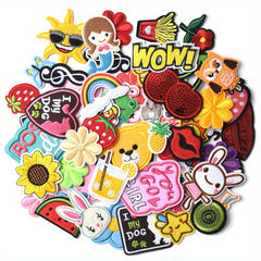 70pcs Random Iron On Patches Set For DIY Clothes Dress Hat Jeans Sewing