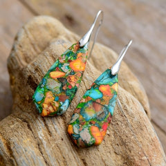 Natural Imperial Stone Dangle Earrings Bohemian Style Jewelry Gift