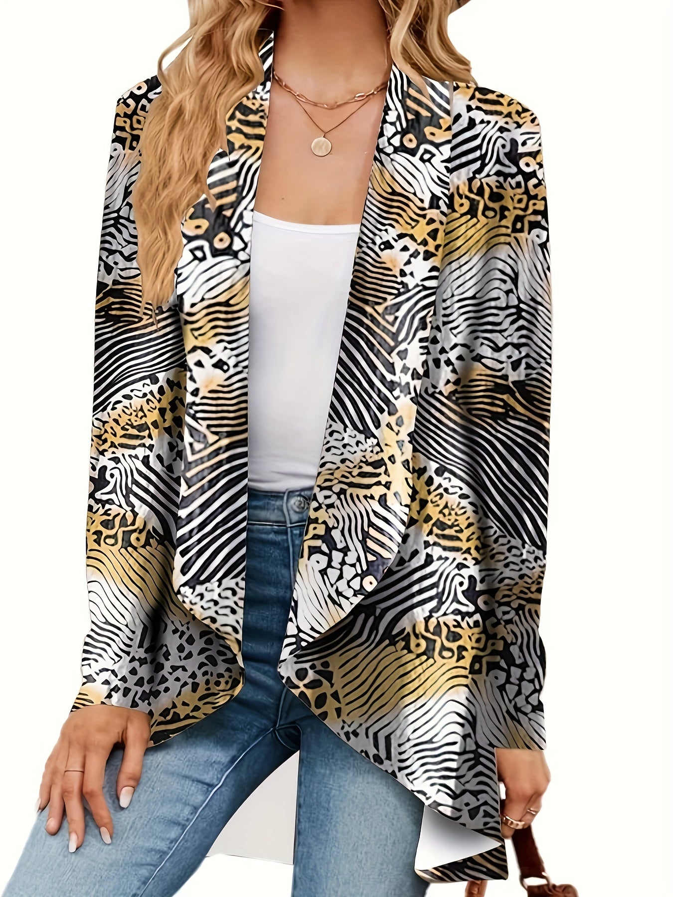  Leopard Print Open Front Cardigan
