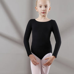 Girls Long Sleeve Bodysuit Leotards Back Bow Ballet Dance Outfit Kids Clothes