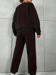 Abstract Face Print Sweatshirt & Jogger Set Plus Size
