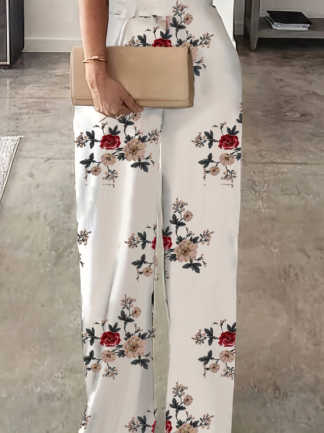  Colorblock Floral Print Square Neck Jumpsuit