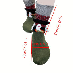 Cartoon Knit Socks Comfy & Warm Christmas Floor Socks Women's Stockings