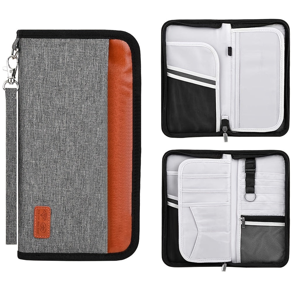 Family Passport Holder RFID Blocking Travel Wallet Organizer With Zipper