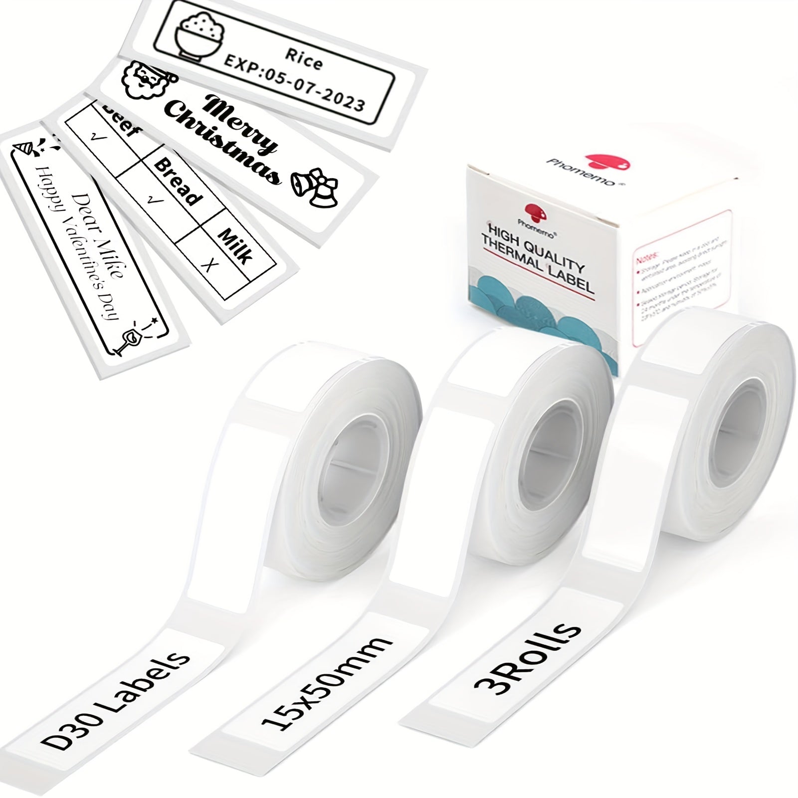 Phomemo D30 Label Maker Paper, Various Sizes, Self-Adhesive, Blank Printer Paper
