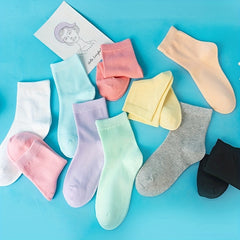 10 Pairs Comfy Solid All Match Women's Socks