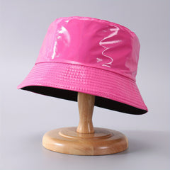 Candy PU Bucket Hat Waterproof Lightweight Fisherman Cap Sunscreen Basin Hat