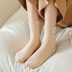 10 Pairs Solid Socks Comfy & Warm Women's Stockings & Hosiery