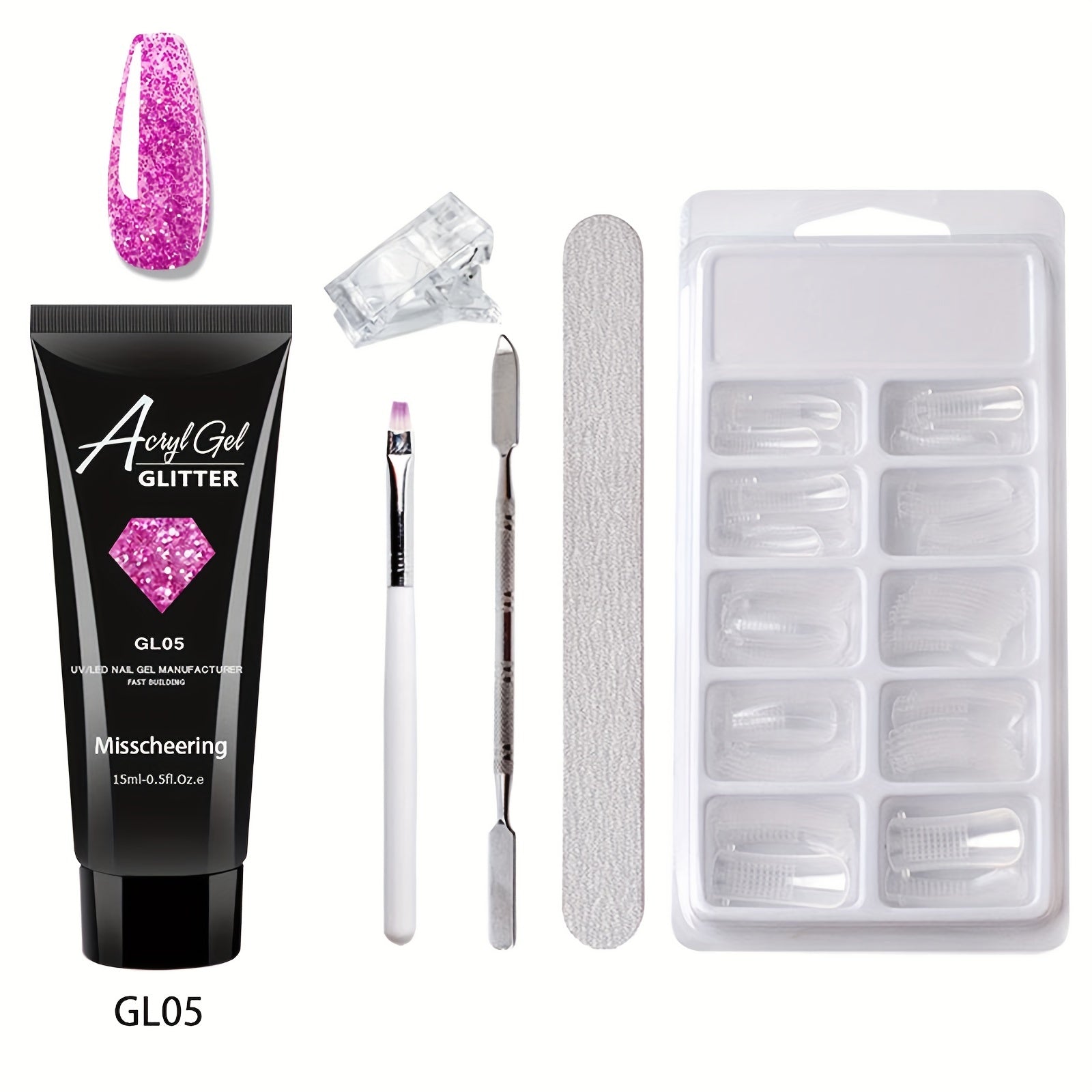 6 Nail Art Extension Glue Set with Tools for Acrylic Nails