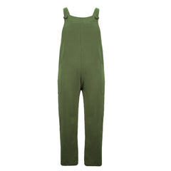 Solid Camisole Long Jumpsuit Sleeveless Side Pockets Women's Clothing