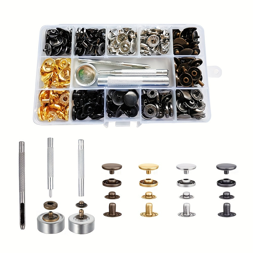 60pcs 15mm Metal Snap Fasteners Kit with Install Tools for Clothes
