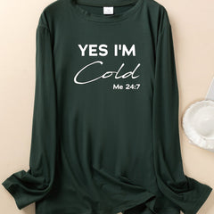  Casual Lounge Top Women's Plus Letter Print Long Sleeve