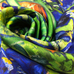 Vintage Green Flower Plant Silk Scarf Print