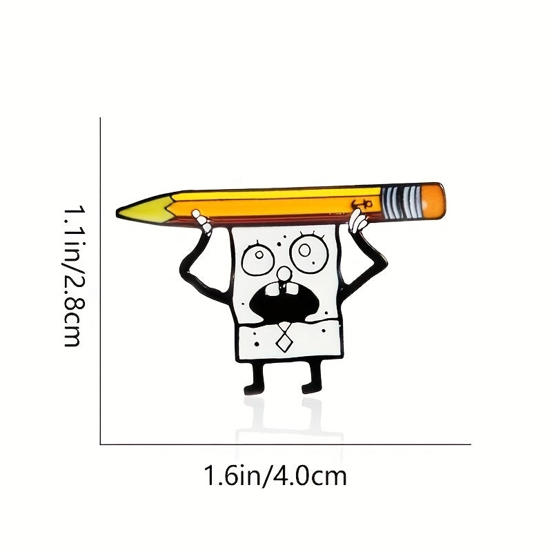 Cartoon Pencil Brooch with Paint Drips