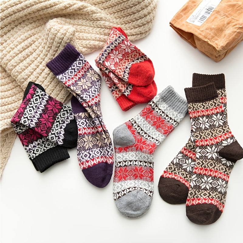 5 Pairs Cozy Knit Socks For Women