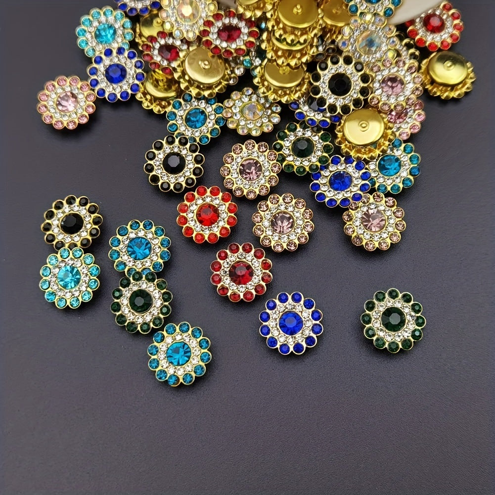120pcs Sunflower Crystal Glass Sew On Rhinestone 14mm
