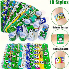 12pcs Football Slap Bracelets - Soccer Wristband Snap Bands for Boys