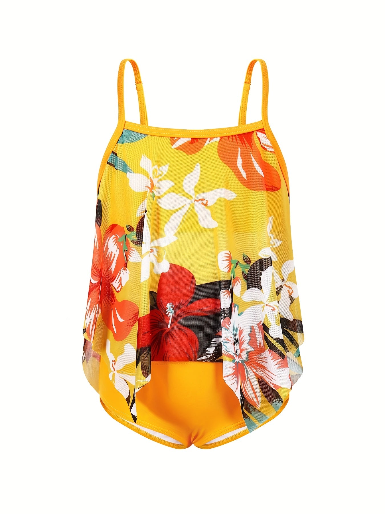 Girls Flower Graphic Bikini Swimsuit Set Kids Beach Clothes Bathing Suits