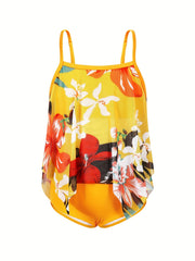 Girls Flower Graphic Bikini Swimsuit Set Kids Beach Clothes Bathing Suits