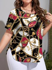  Paisley Print Colorblock T-shirt