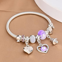 Vintage Butterfly Pendant Bracelet Heart Spring Chain Stretchable Bangle