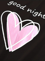  Heart & Letter Print Round Neck Sleep Dress