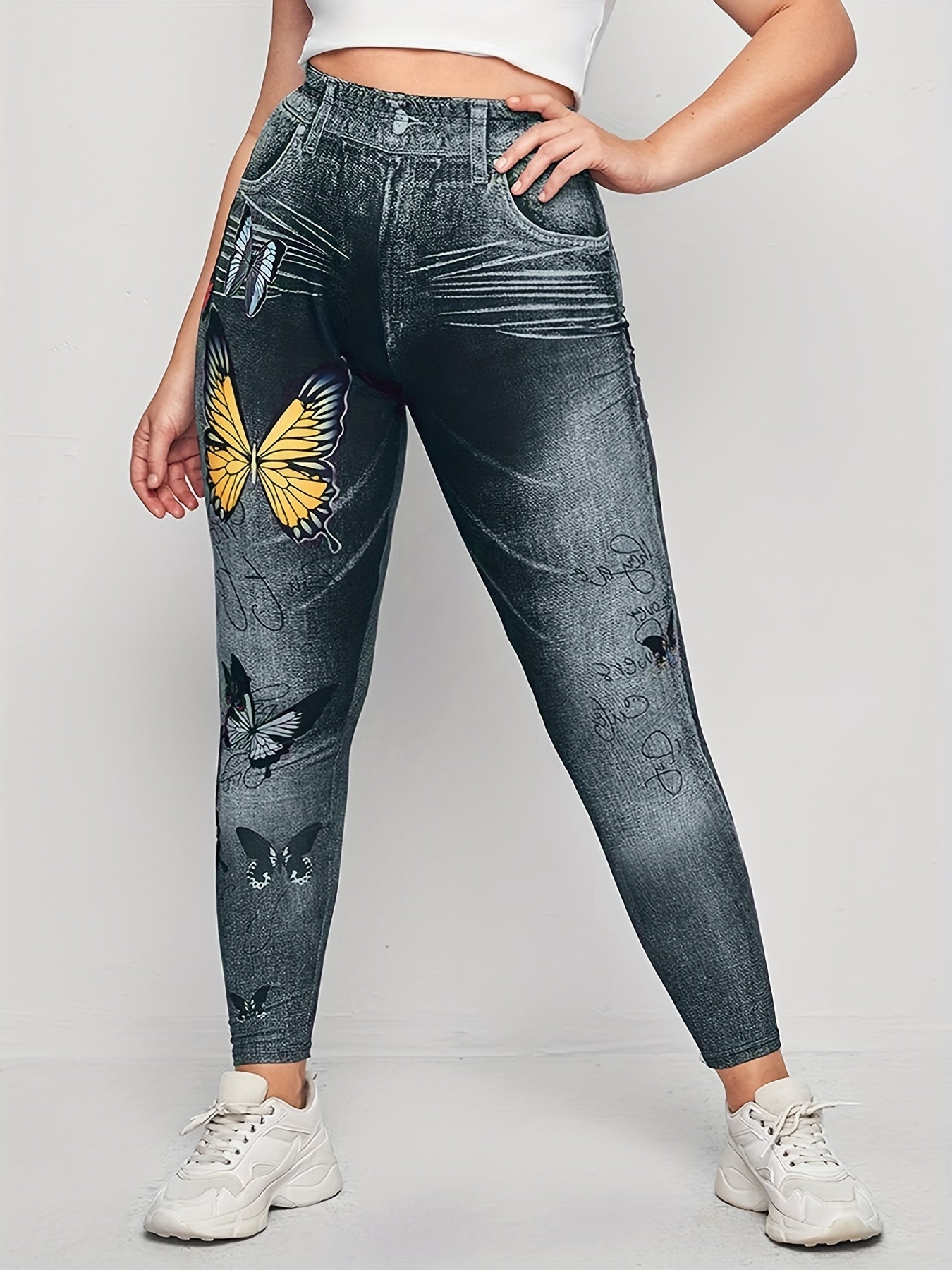  Butterfly Print High Rise Leggings