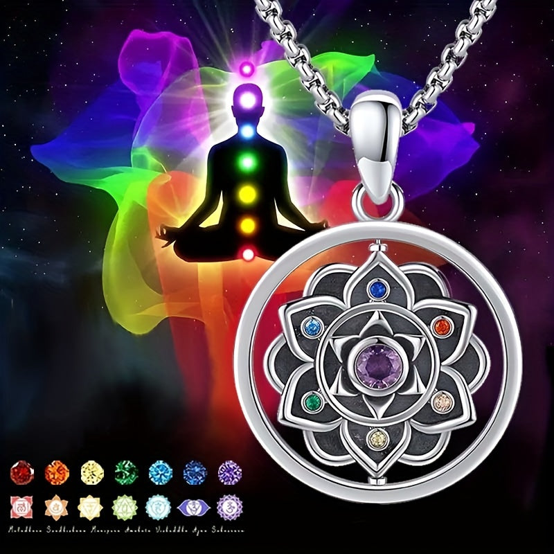 7 Chakra Necklace Ring Pendant Yoga Healing Stone Necklace