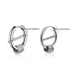 Stainless Steel Circular Earrings Spring Ear Clip For Women Girls