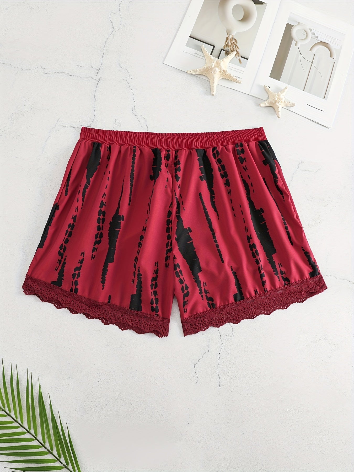 Women's Plus Tie Dye Lace Shorts