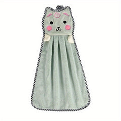 6pcs Cartoon Kitten Hand Towel Absorbent Soft Coral Velvet